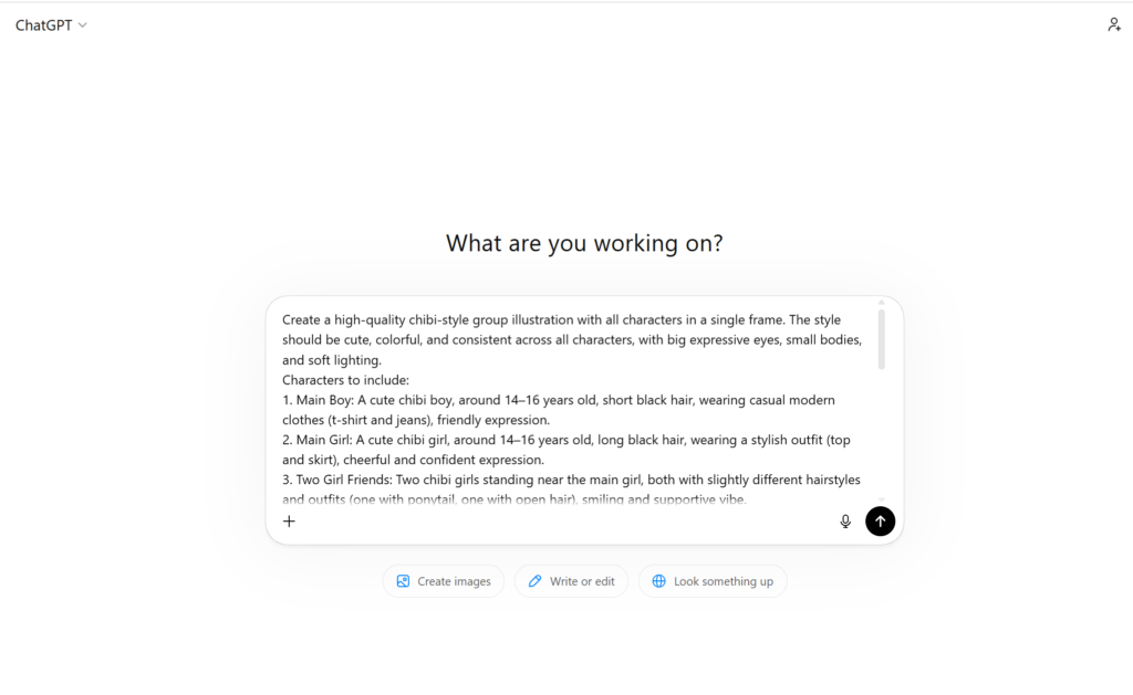 Character Image Creation Using ChatGPT